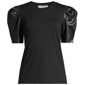 MICHAEL Michael Kors Faux Leather Puff-Sleeve Top